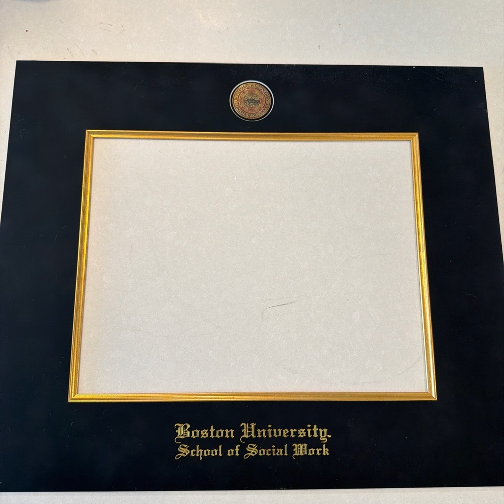 Boston University School of Social Work Black Suede Mat Insert for Diploma Frame